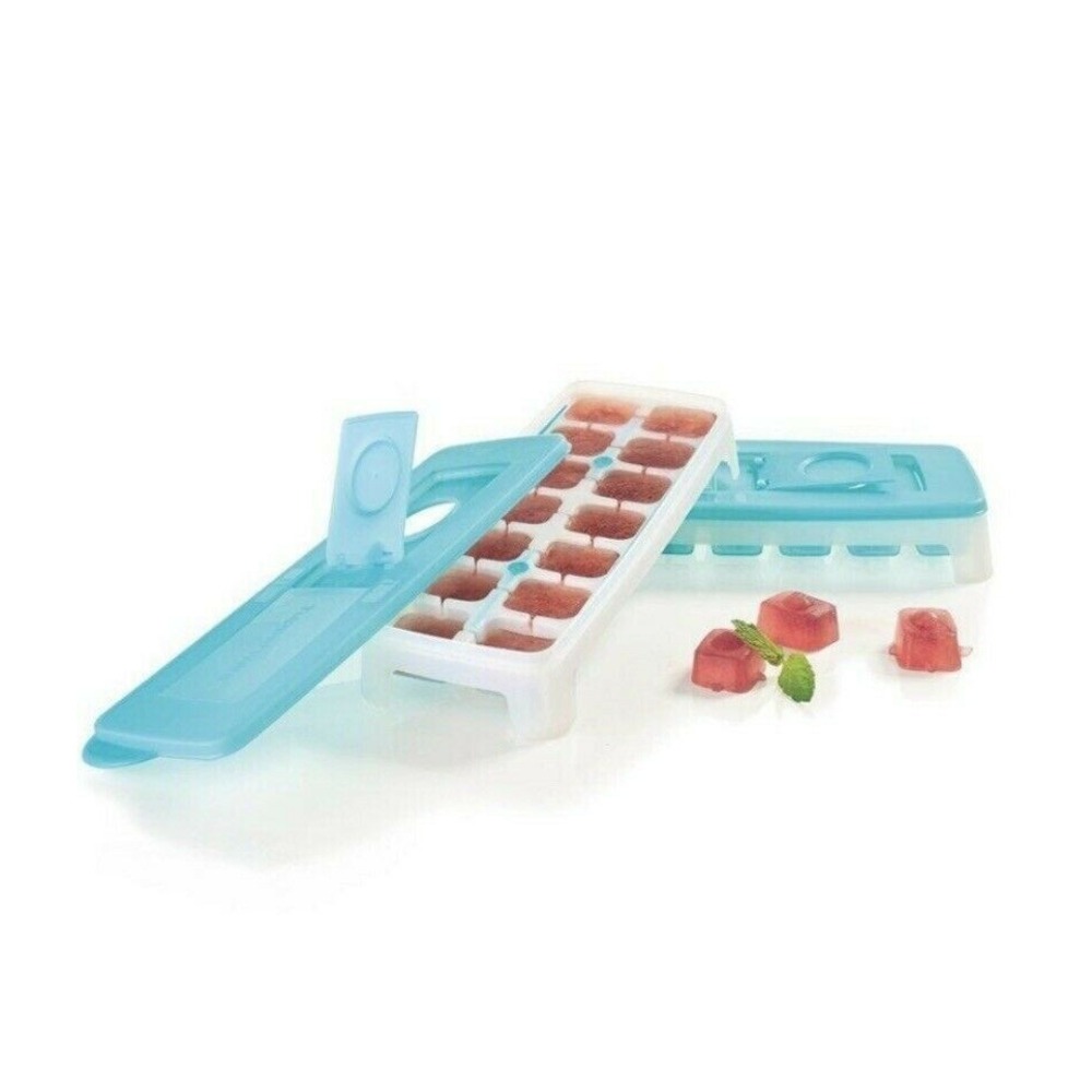 Tupperware Fresh & Pure Ice Cube Tray Flexible Silicone Bottom Blue NEW
